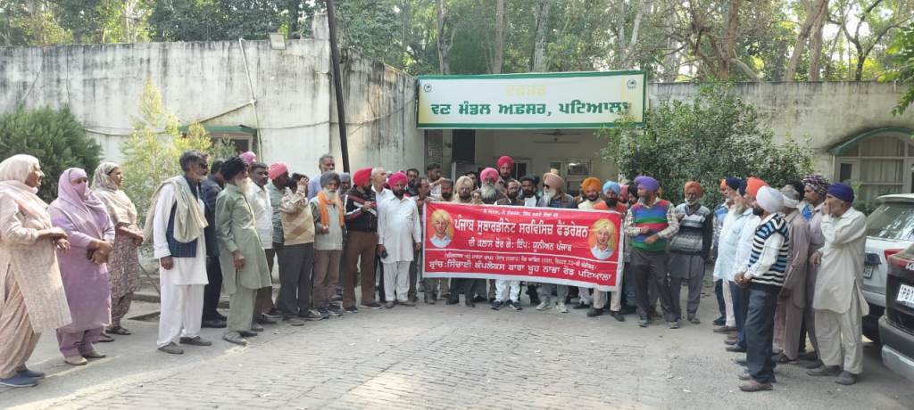 Patiala Forest Workers staged a protest in front of the Forest Division Office Announcement of holding a permanent protest on 19112025 Jagmohan Singh Nolakha Darshan Singh Lubana